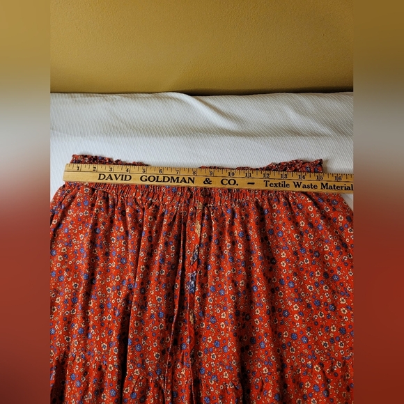 Zesica Boho Red and Blue Elastic Drawstring Waist Maxi Skirt sz XL - Picture 6 of 11